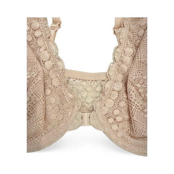 Women's Spaghetti Strappy Non-Padded Light Pink Lacy Underwired Bralette Bra 36D - Picture 3 of 5